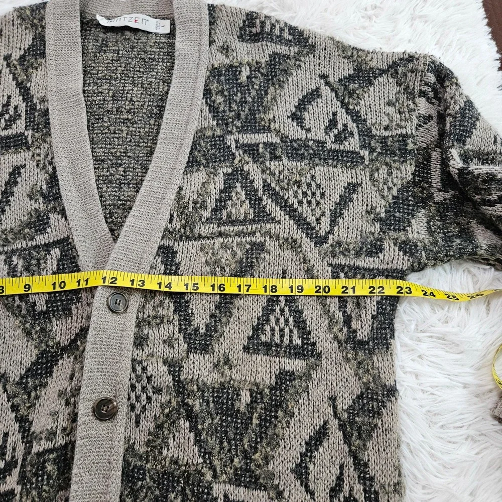 Jantzen Mens VTG Geometric Abstract Grandpa Core Knit Cardigan Sweater Sz L